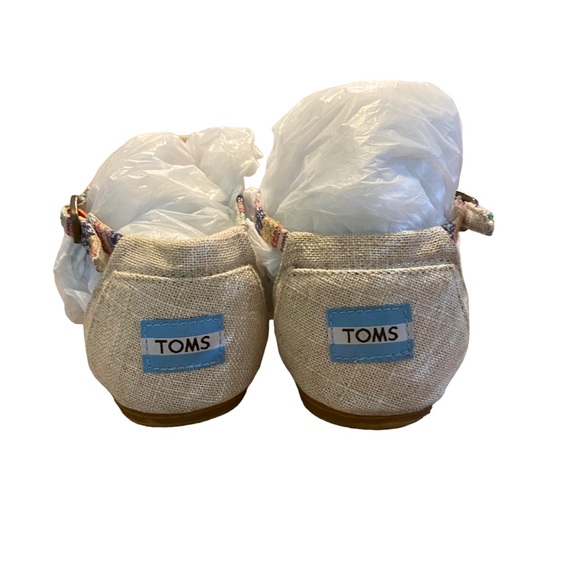 TOMS PLAYA T-STRAP BURLAP TAPESTRY SANDAL SIZE 8 FLAT T STRAP SANDALS - Picture 8 of 15